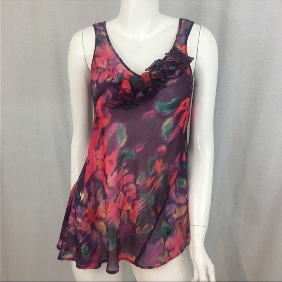 SOLD Medium Express Floral Sheer Sleeveless Blouse - Picture 8 of 8